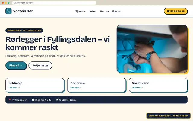 Etter: nettside for Vestvik Rør (fiktiv)