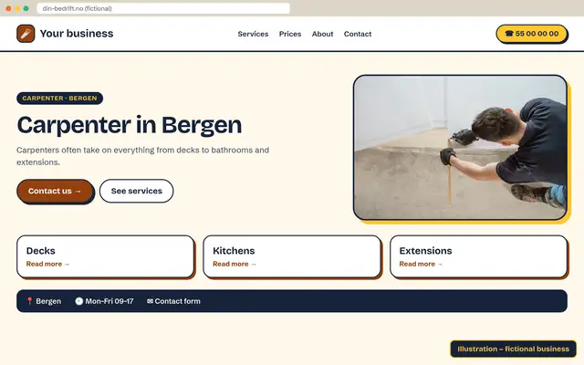 Illustration: website for carpenter (fictional business)