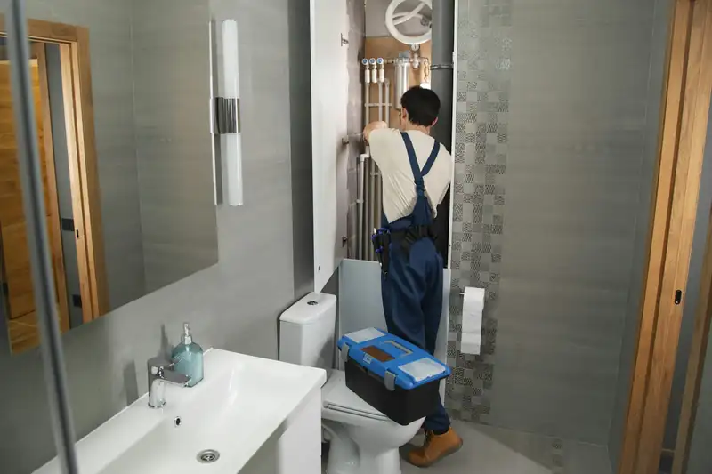 Foto: rørlegger i arbeid